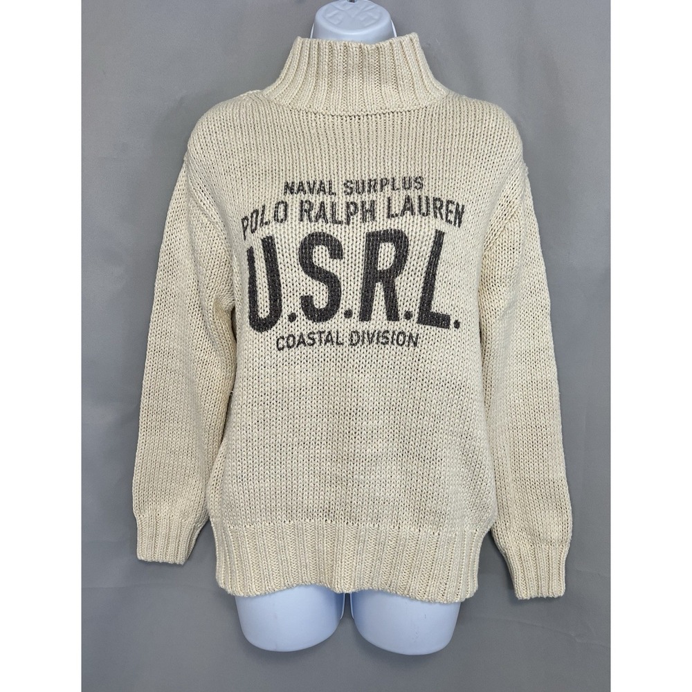 Vintage Polo Ralph Lauren Heavy Sweater‎ Sz XS Linen Cotton Women's Y2K